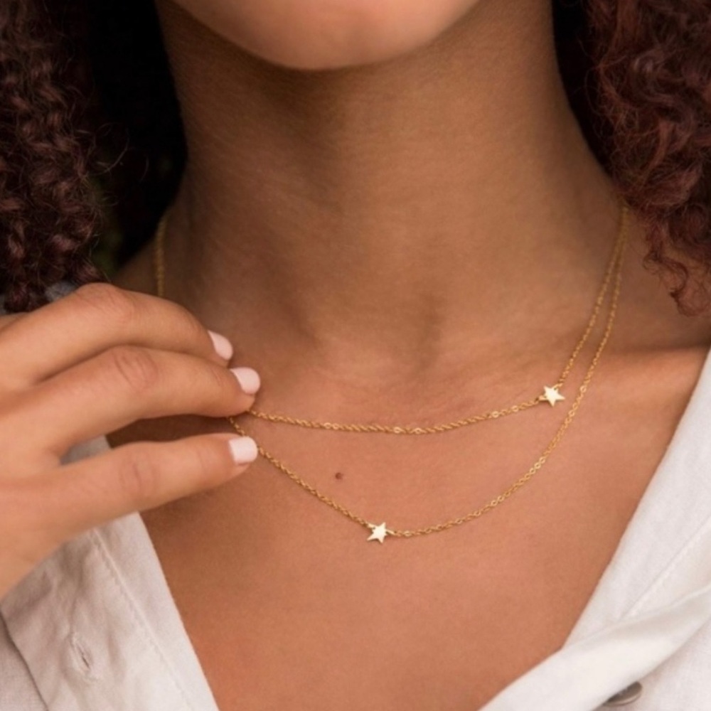 Jennifer Zeuner Double Star Gold Necklace